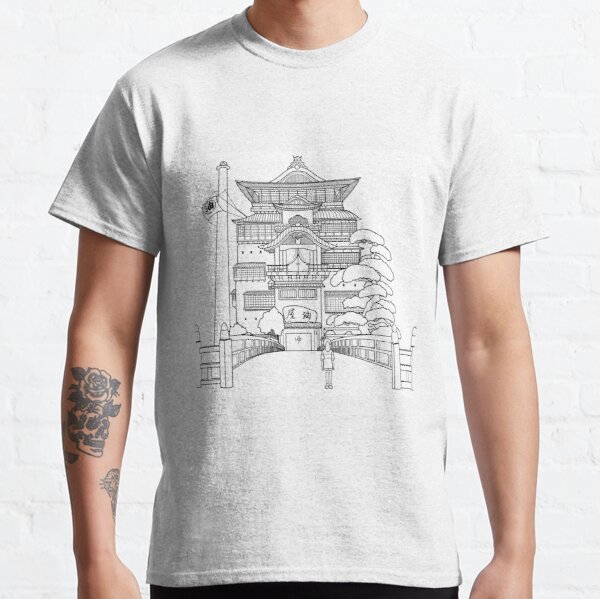 Spirited Away Bathhouse with Chihiro but a simple line drawing Classic T-Shirt RB2907 product Offical spirited away Merch